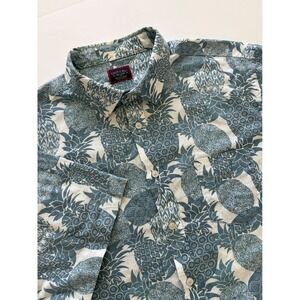 UNTUCKit Mens XXL Tall Blue Pineapple Print Cotton Linen Short Sleeve